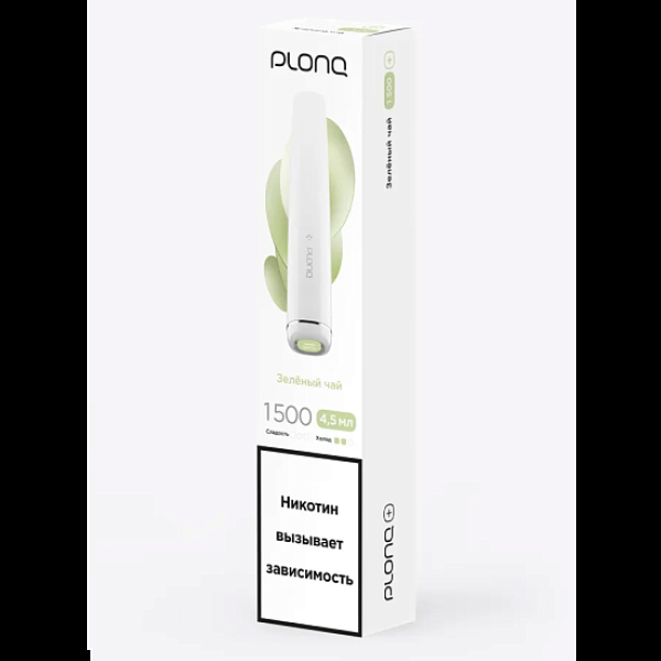 Электронка Plonq Plus 1500 Зеленый Чай 1500 затяжек в Калининграде
